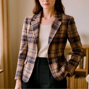 JH Collectibles Wool Blend Plaid Blazer Size 6/7 Tailored Check Jacket